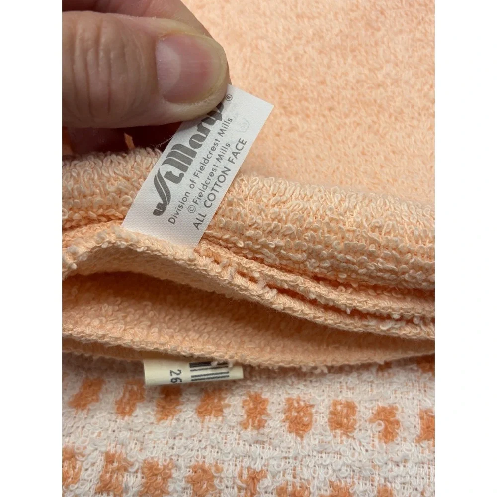Cannon/St Mary's/Fieldcrest MillsPeach Bath Towel/Washcloth/Cotton Vtg Retro MCM